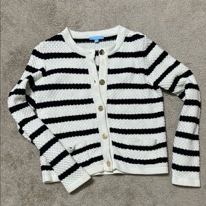 Draper James Women’s Black & White Striped Button-Front Sweater